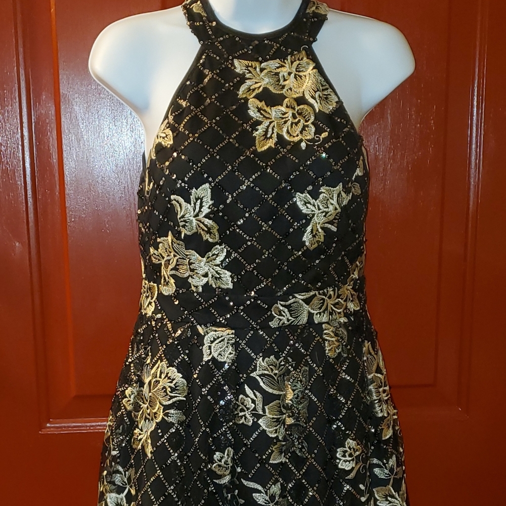 Homecoming Cocktail Party Dress Black/Gold sz 5